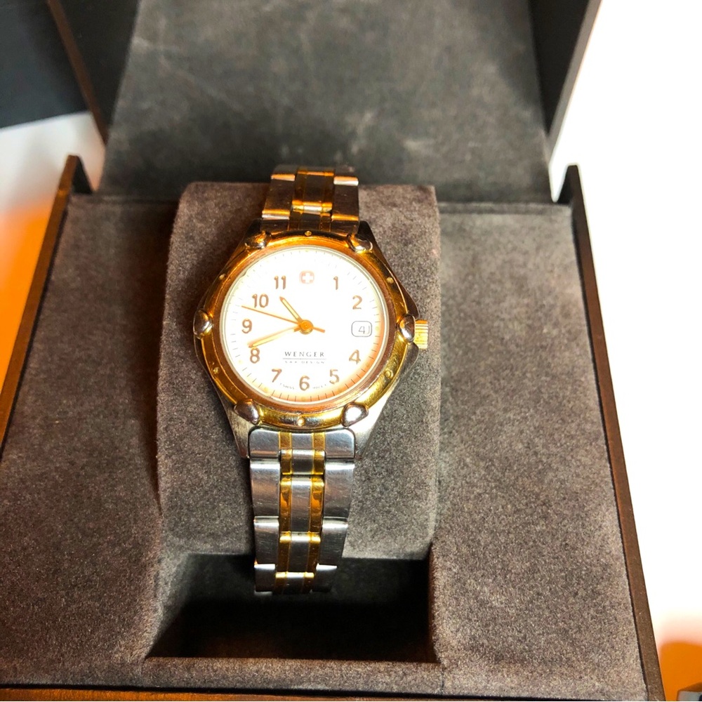Vintage Ladies WENGER Sax Design Two-Tone Swiss Army Watch - Picture 6 of 9
